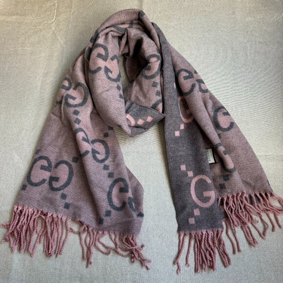 Gucci GG Monogram Gradient Scarf Tassel Neck Scarf - Picture 1 of 9